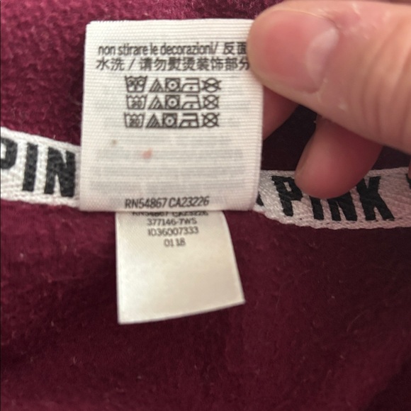 PINK brand size burgundy pull over fleece shirt size xs - Picture 5 of 7